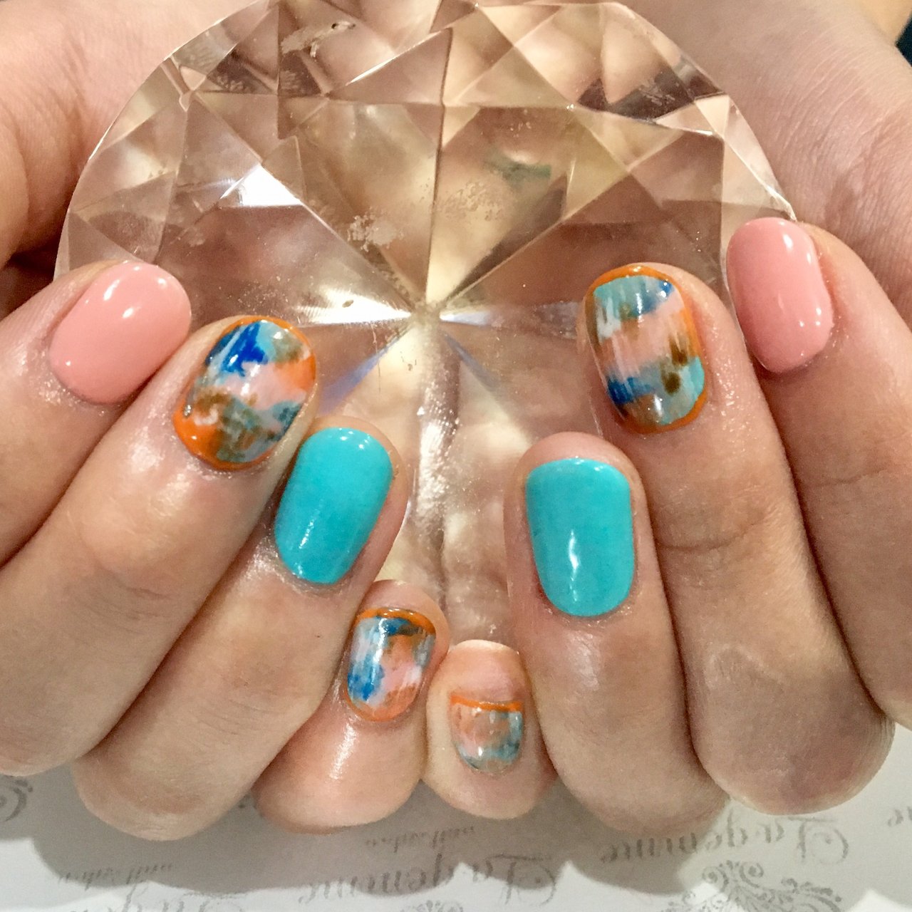 ハンド ワンカラー タイダイ ニュアンス ピンク ラ ジェム諫早店のネイルデザイン No ネイルブック