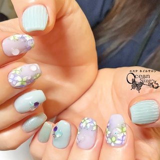 あわあま💗紫陽花☔ネイル　❤ネイルブックよりご予約できます　 #梅雨ネイル #紫陽花ネイル #しずくネイル #ぷっくりネイル #マーブルネイル #バカラネイル #リボンネイル #お花ネイル #大人可愛いネイル #ブルべネイル #マットネイル #かわいいネイル #ホワイトネイル #ミントグリーン #お客様ネイル
#ネイル #ネイルアート #ジェルネイルデザイン #ネイルデザイン #nailstagram #旅行 #梅雨 #リゾート #パーティー #ハンド #ラメ #フラワー #水滴 #ぷっくり #絵画 #ショート #スクエア #ホワイト #グリーン #パープル #ジェルネイル #お客様 #ネイリスト　宮森貴子 #ネイルブック