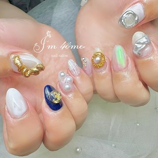 夏/ハンド/マグネット/ロング/ポイント - hitomiのネイル