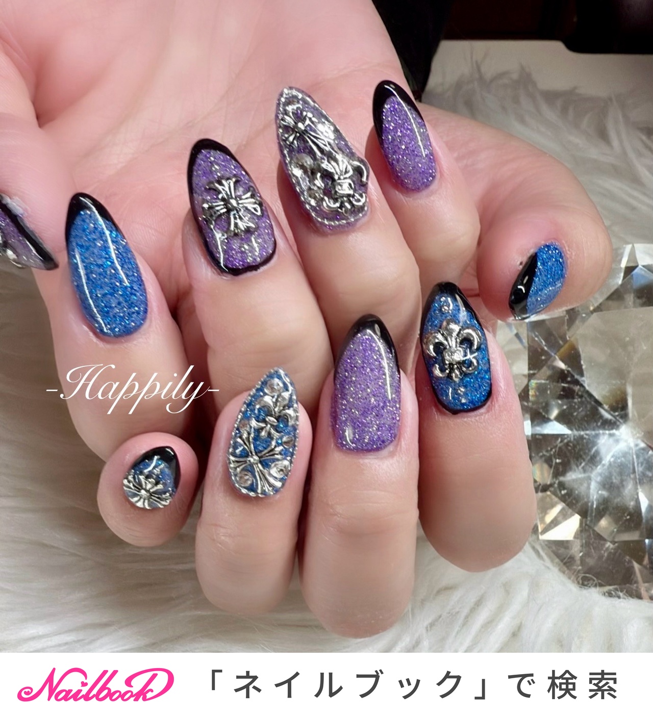 【オーダー】ネイルチップ　クロム　ブラック　埋め尽くし m87750952753_1.jpg?1624922204