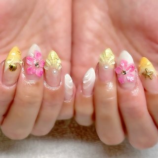 3Dアートお花 3D ❀ flower ❀ French nail】 How to make French nail with