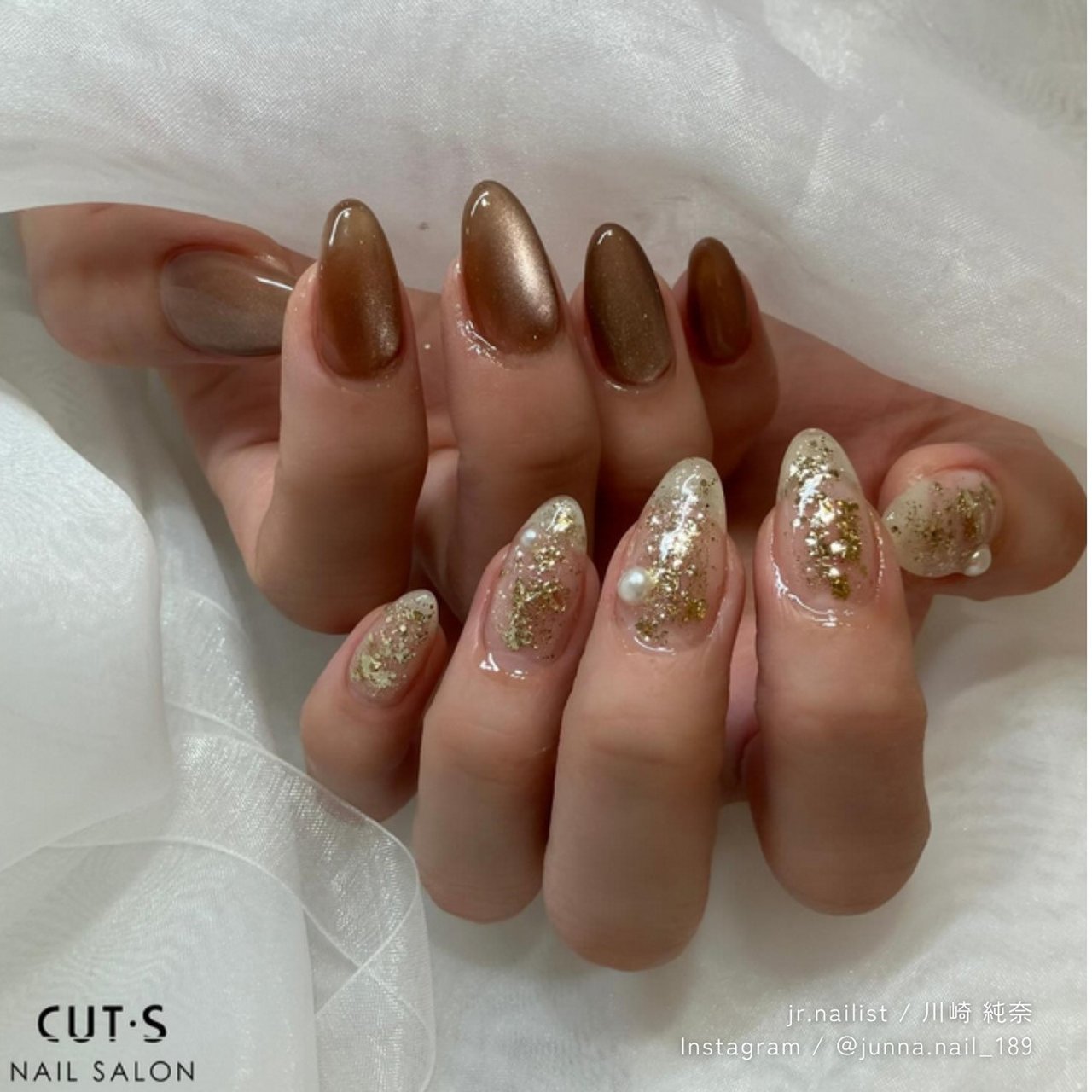 夏/ハンド/ラメ/パール/ミディアム - CUT・S NAIL SALONのネイル
