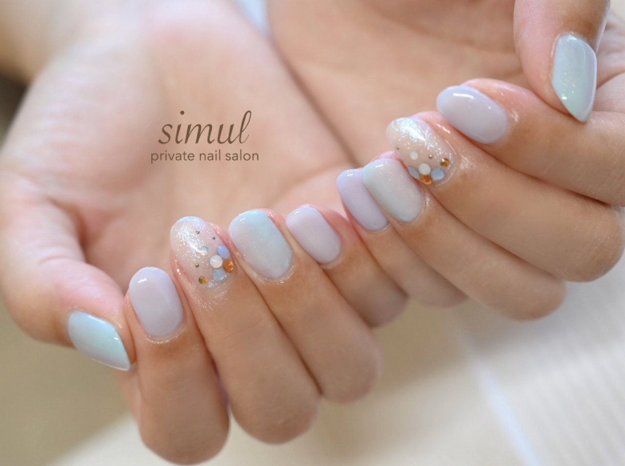 夏/梅雨/海/ハンド/水色 - simul-シムール-のネイルデザイン[No