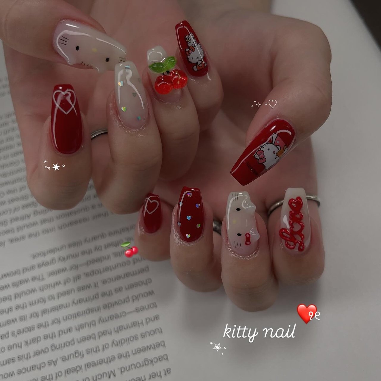 ハート/ワンホン/韓国/レッド/ジェルネイル - ladybyclosetのネイル