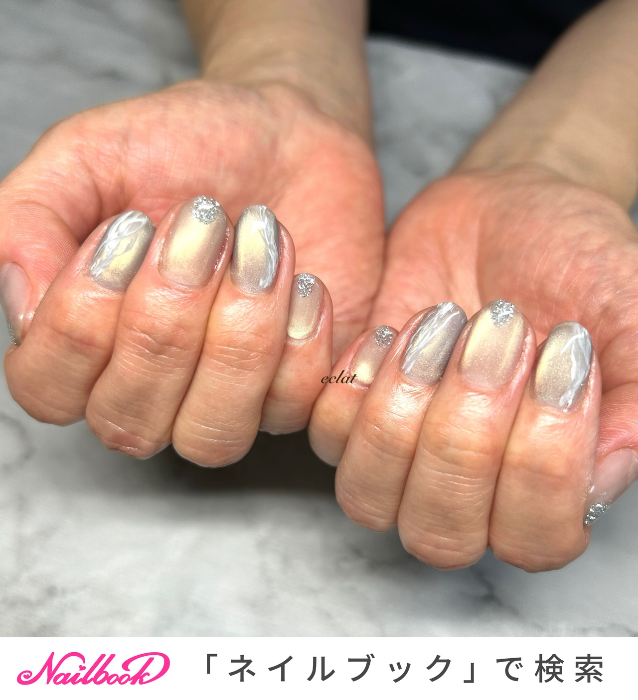 マグネット/グレー/#enoi⁣のネイルデザイン｜ネイルブック