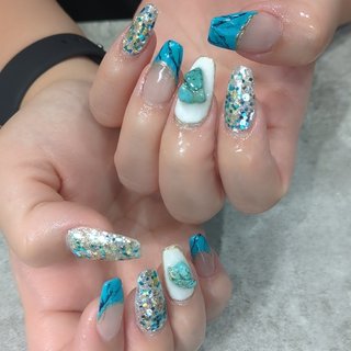 人気順｜フレンチネイル(フレンチ)/#ターコイズブルーネイルのネイル
