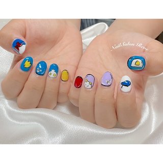 パルパルーザ★ドナルドネイル★コミックネイル★ Newネイル💅 ドナパル仕様になりましたー💕 🛟🐥💙 #ネイル