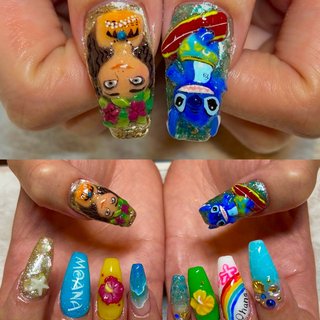 夏/ネオンカラー/ディズニーネイルのネイルデザイン｜ネイルブック