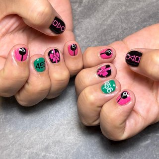 人気順｜#イカゲームネイルのネイルデザイン｜ネイルブック