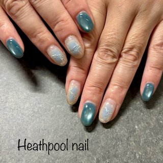 ハンド/イエロー/ネイビー/ゴールド/ジェルネイル - heathpoolnailの