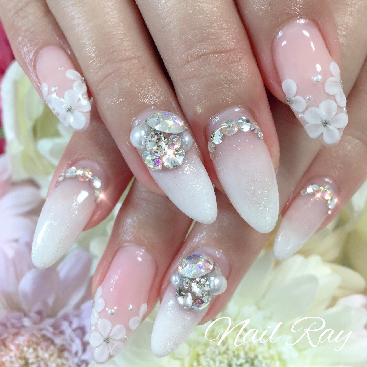 オールシーズン ブライダル パーティー ハンド ロング Nail Ray Kanaのネイルデザイン No ネイルブック