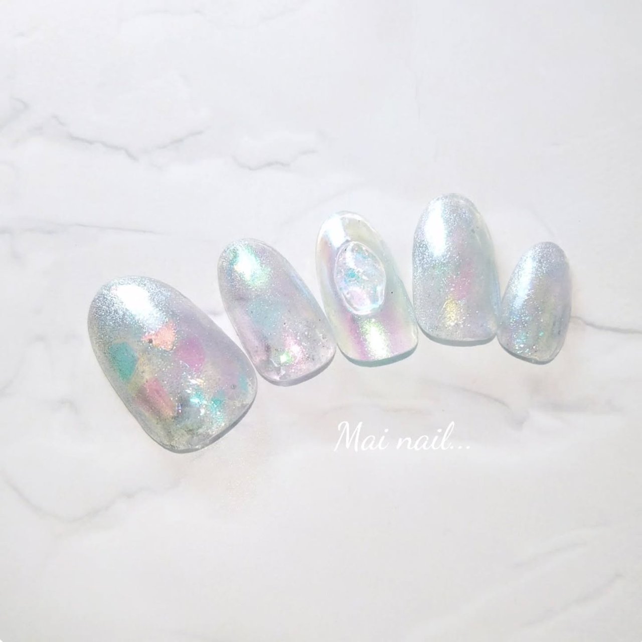 夏/ハンド/ホログラム/マグネット/オーロラ - Mainailのネイル