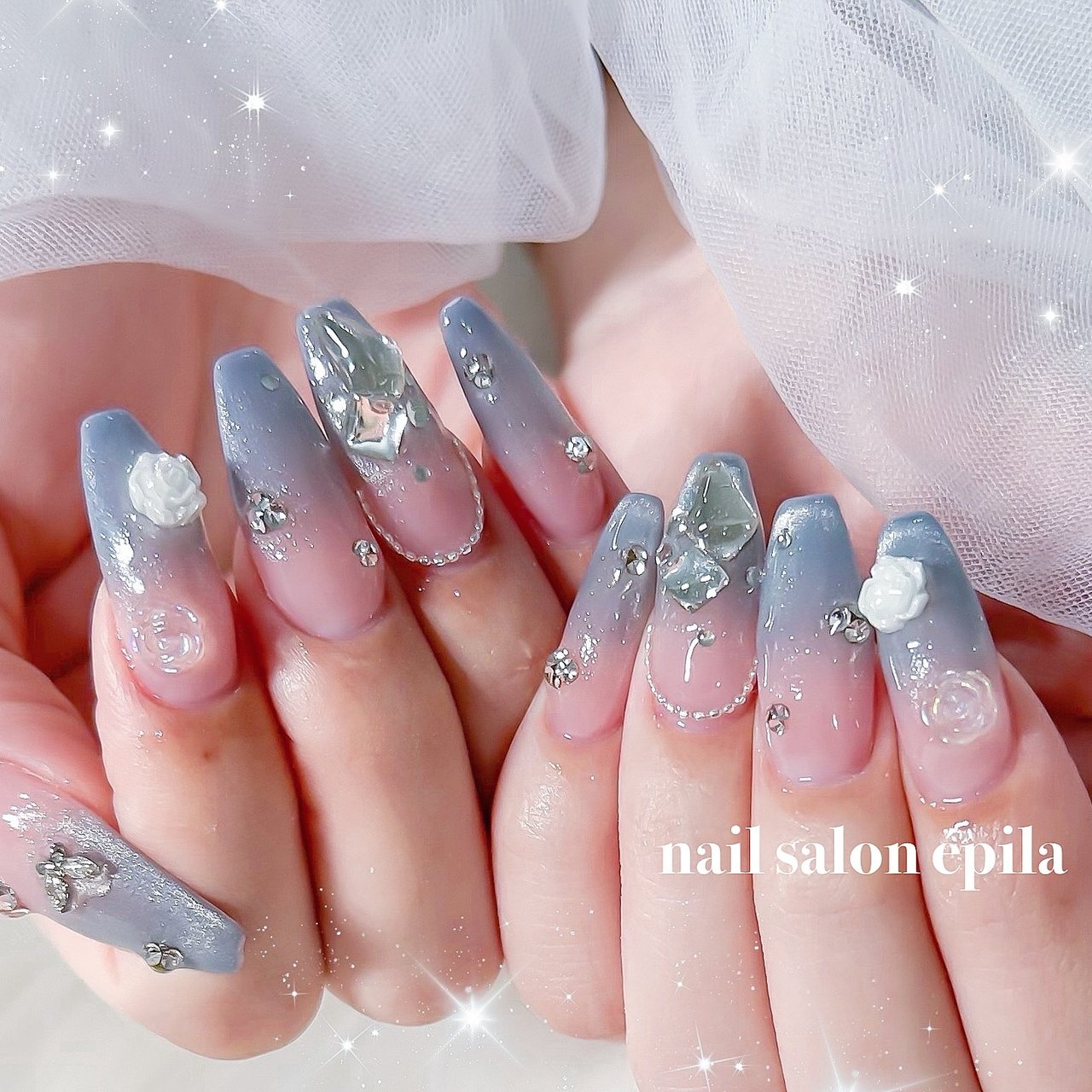 夏/ビジュー/キラキラ/ワンホン/韓国 - 大阪南森町キラキラ派手ネイル