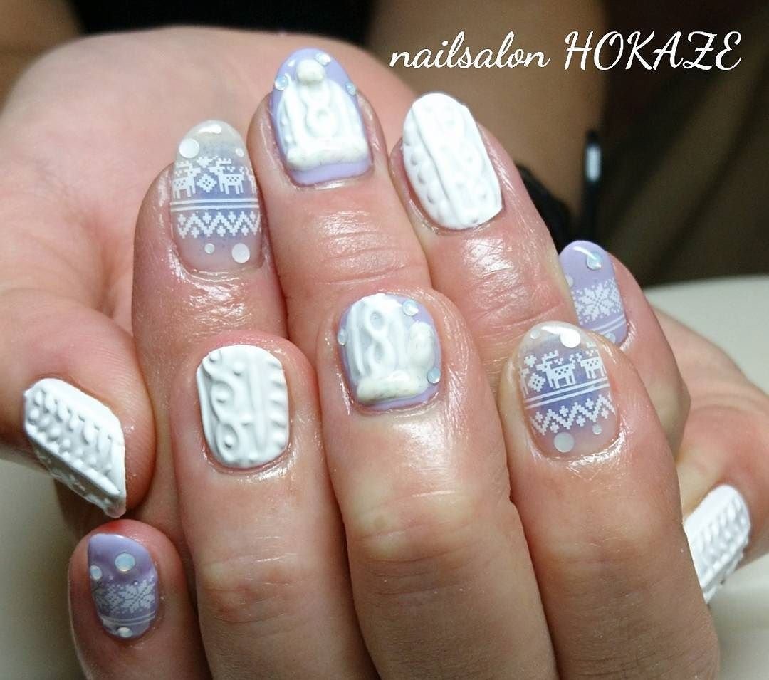 冬 ハンド ニット ノルディック ショート Nailsalon Hokazeのネイルデザイン No ネイルブック