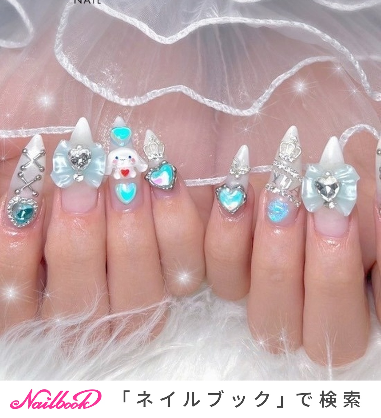 お客様完成品♡ブルーネイル　青グラデーション 　グラデーションネイル　量産型 2023年夏のトレンド！涼しげブルーネイルデザイン特集