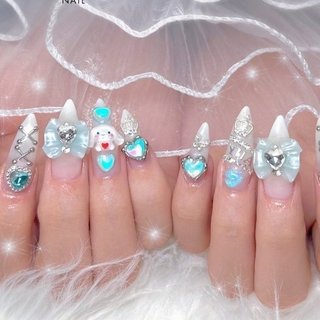 ネイル　平成女児ネイル　ギャルネイル　痛ネイル　派手ネイル　ネイルチップ 平成女児ネイル🩵🦪🍼⟡.·*. ・ ・ ・ #平成女児ネイル#平成女児