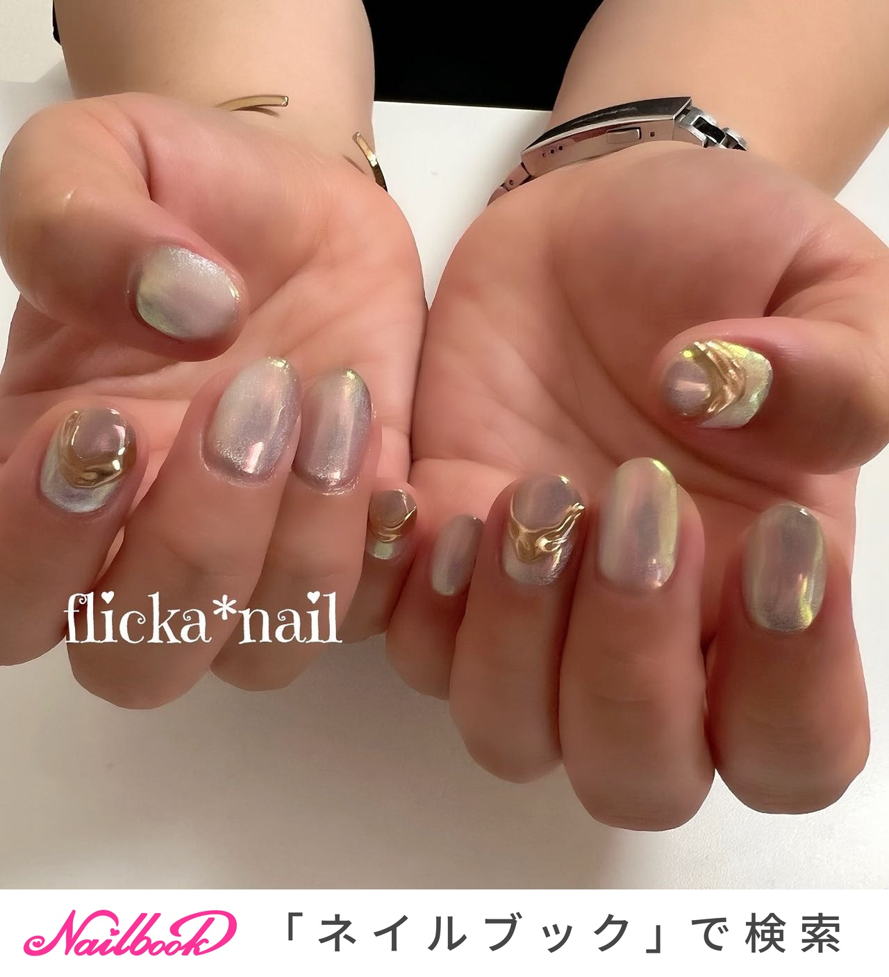 マグネットネイル　ゴールドライン　♡カラー変更0円♡ 大人気マグネットネイル特集♡ | Pink Cloverネイルサロン