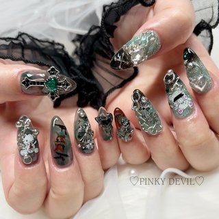 ネイルチップ 量産型 推しネイル 緑 名前ネイル オーダーネイル#103 120 量産型 ネイルチップ グリーン 緑 オーダー 推し 名前 地雷