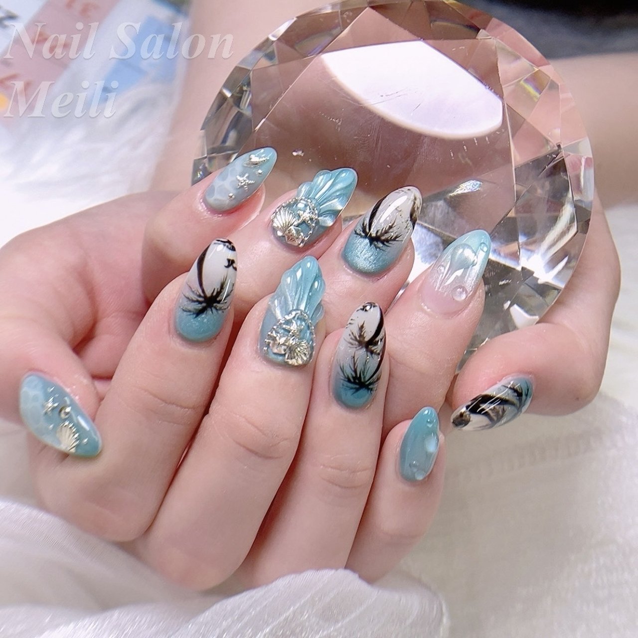 オールシーズン/ハンド/ミディアム/ターコイズ/ブルー - NAIL SALON