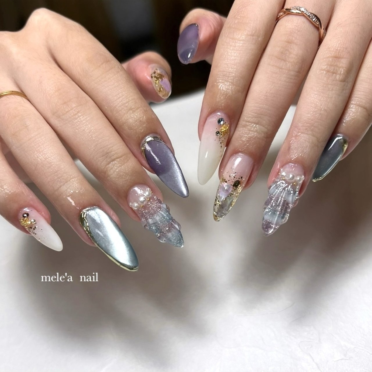 ネイルカラー 中古 マーメイド 夏/海/ハンド/ニュアンス/マーメイド - miho_meleaのネイルデザイン[No