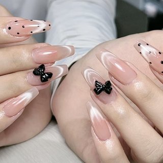 ネイルチップ オーダー チーク マグネット フレンチ 春 ワンホン 桜 ぷっくり ネイルチップ オーダー チーク マグネット フレンチ 春 ワンホン
