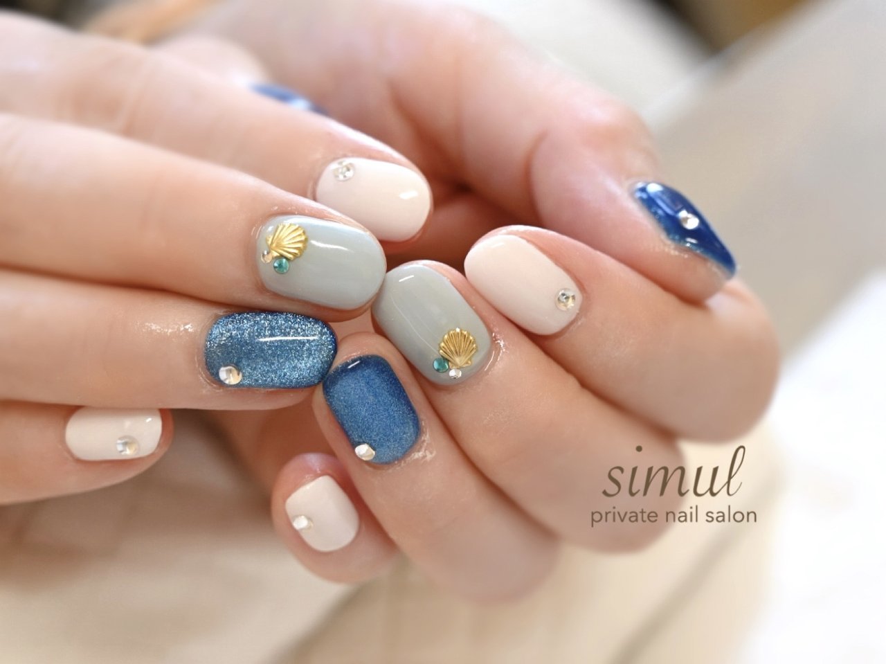 夏/海/リゾート/ハンド/シェル - simul-シムール-のネイルデザイン[No