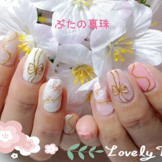 和柄ネイル(和柄)/桜ネイルのネイルデザイン｜ネイルブック