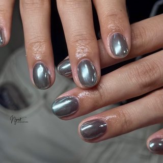 aki | . silver🪩 透け感と滲み感と。 #ネイル#ネイルデザイン