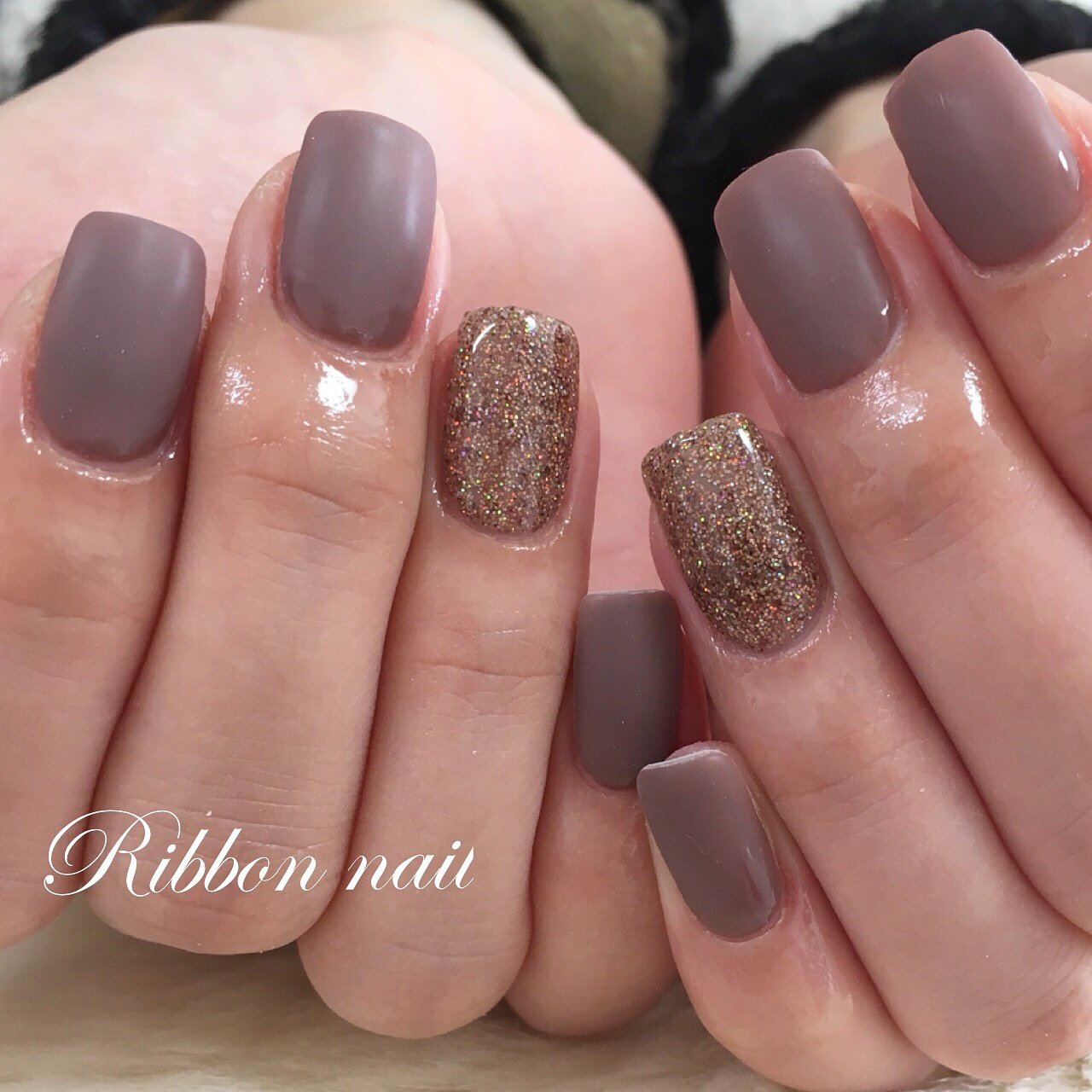 秋 冬 ハンド マット Ribbon Nailのネイルデザイン No ネイルブック