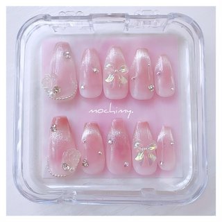 Rily様❁フルオーダー　リボンデザイン ネイルチップ 4点セット Rily様❁フルオーダー リボンデザイン ネイルチップ 4点セット