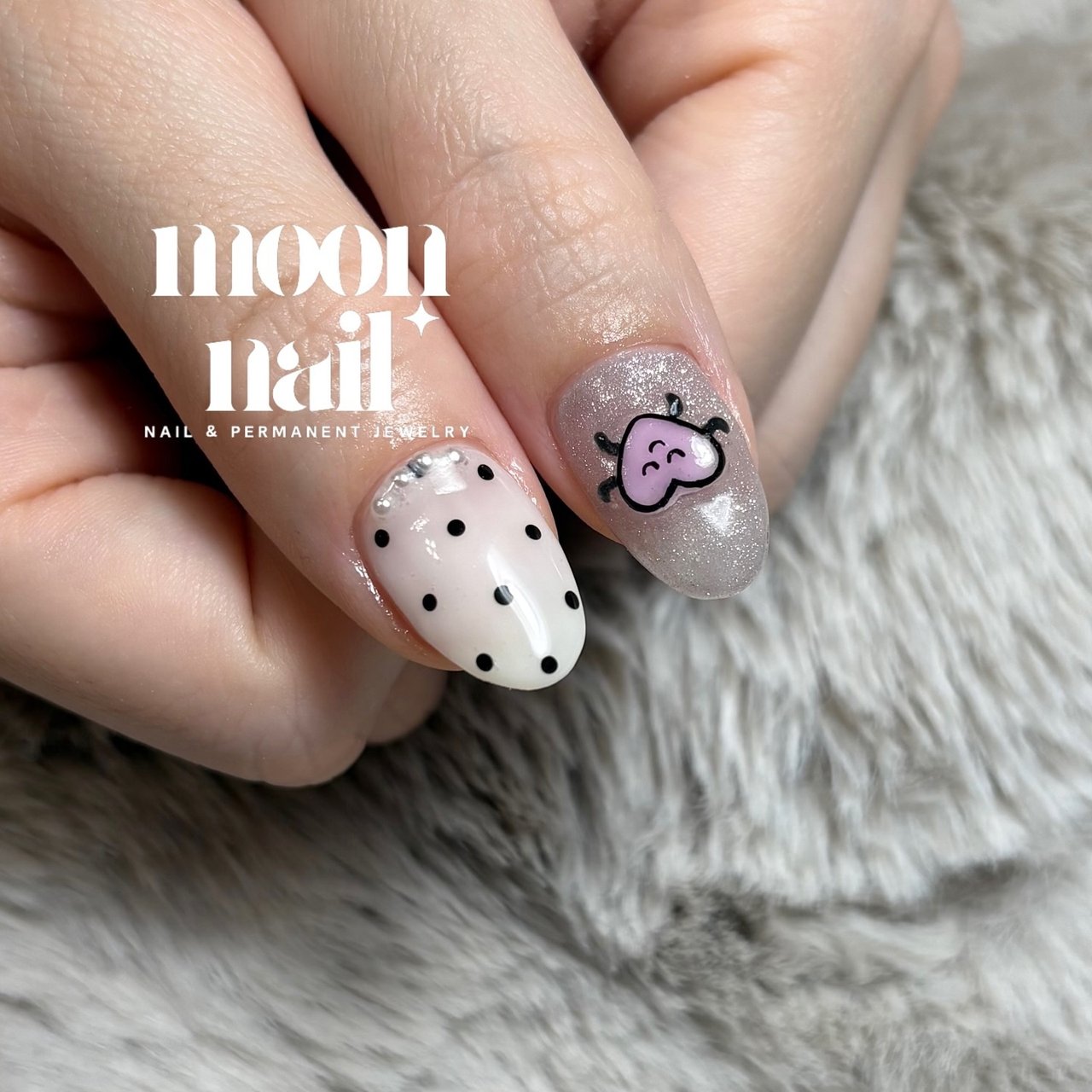 ドット/マグネット/キラキラ - MOON.NAILのネイルデザイン[No