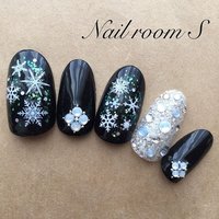 人気順 雪の結晶 ブラックのネイルデザイン ネイルブック