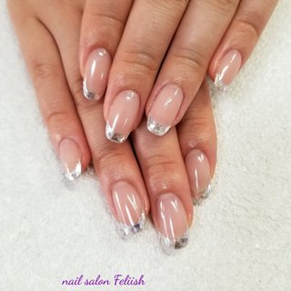 EVER NAIL ベージュ シルバー フレンチネイル EVER NAIL ベージュ シルバー フレンチネイル