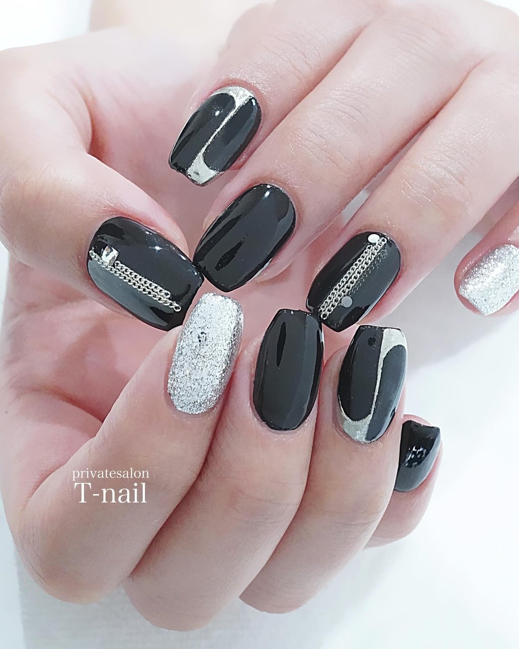 オールシーズン/ハンド/チェーン/ミラー/ミディアム - T-nailのネイル