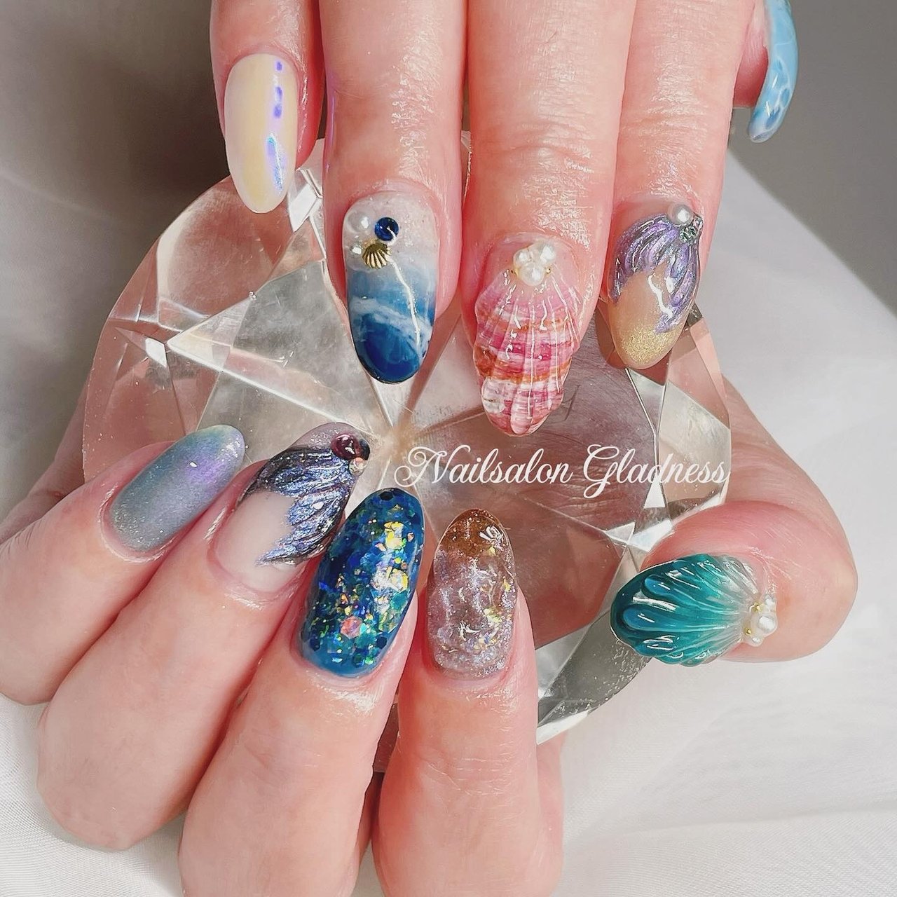 シェル/マーメイド/オーロラ - nailsalon_gladnessのネイルデザイン[No