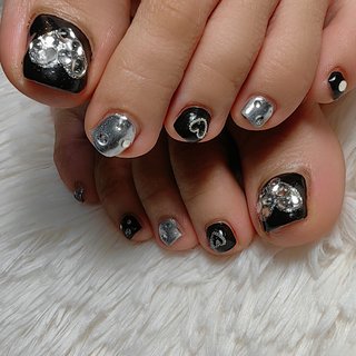 29))ネイルチップ フレンチガーリー シルバー ハートネイル ミラー