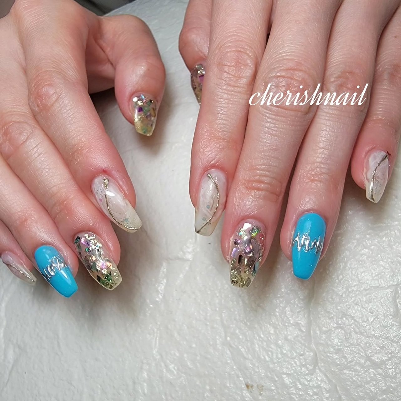 夏/シェル/ニュアンス/オーロラ/ミラー - cherish nailのネイル 