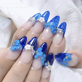 2025年】新着順｜ブルー(青)/#リボンパーツのネイルデザイン｜ネイルブック