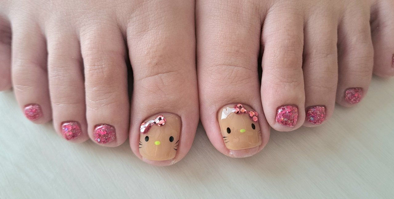 フット/ピンク/ジェルネイル/お客様 - Muws Nail PrivateSalonのネイル