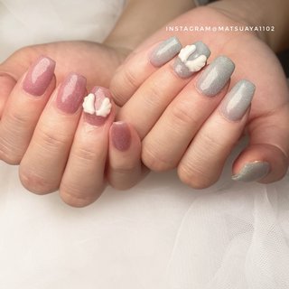 秋/リボン/ベージュ - matsushita ayakaのネイルデザイン[No