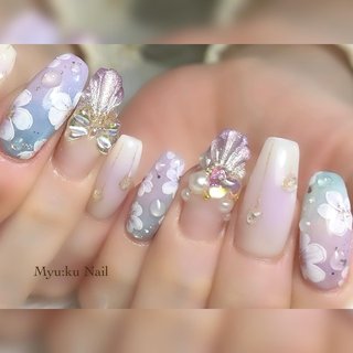 #myukunail #ミュークネイル #浜松市東区 #浜松市中央区 #浜松市中央区ネイルサロン #浜松市東区ネイルサロン #浜松市ネイルサロン #浜松ネイルサロン #浜松ジェルネイル #浜松フィルイン #フィルイン #フィルインネイル #フィルイン一層残し #一層残し #美爪ネイル #オフィスネイル #美フォルムネイル #夏ネイル #マーメイドネイル #シェルネイル #フラワーネイル #チークネイル #ブルーネイル #パープルネイル #夏 #オフィス #フラワー #シェル #チーク #マーメイド #ホワイト #ブルー #パープル #Myu:ku Nail #ネイルブック