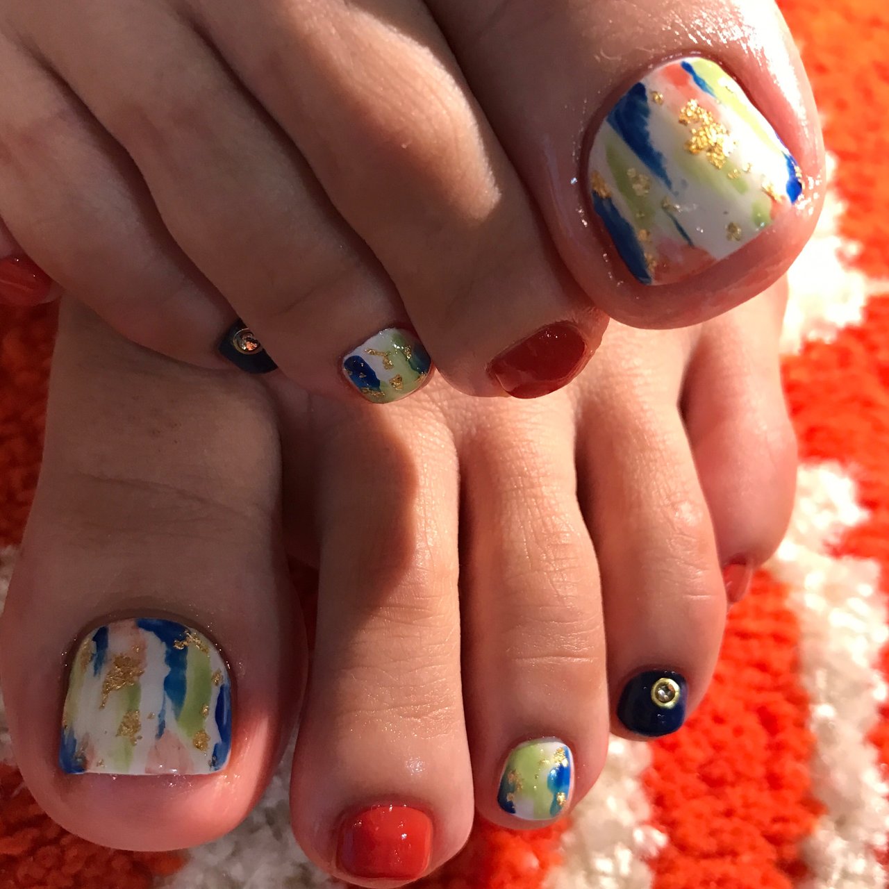 秋 冬 フット オレンジ ネイビー 宮城県 石巻 ロージーネイル Rosy Nail Pupuu Rosyのネイル デザイン No ネイルブック