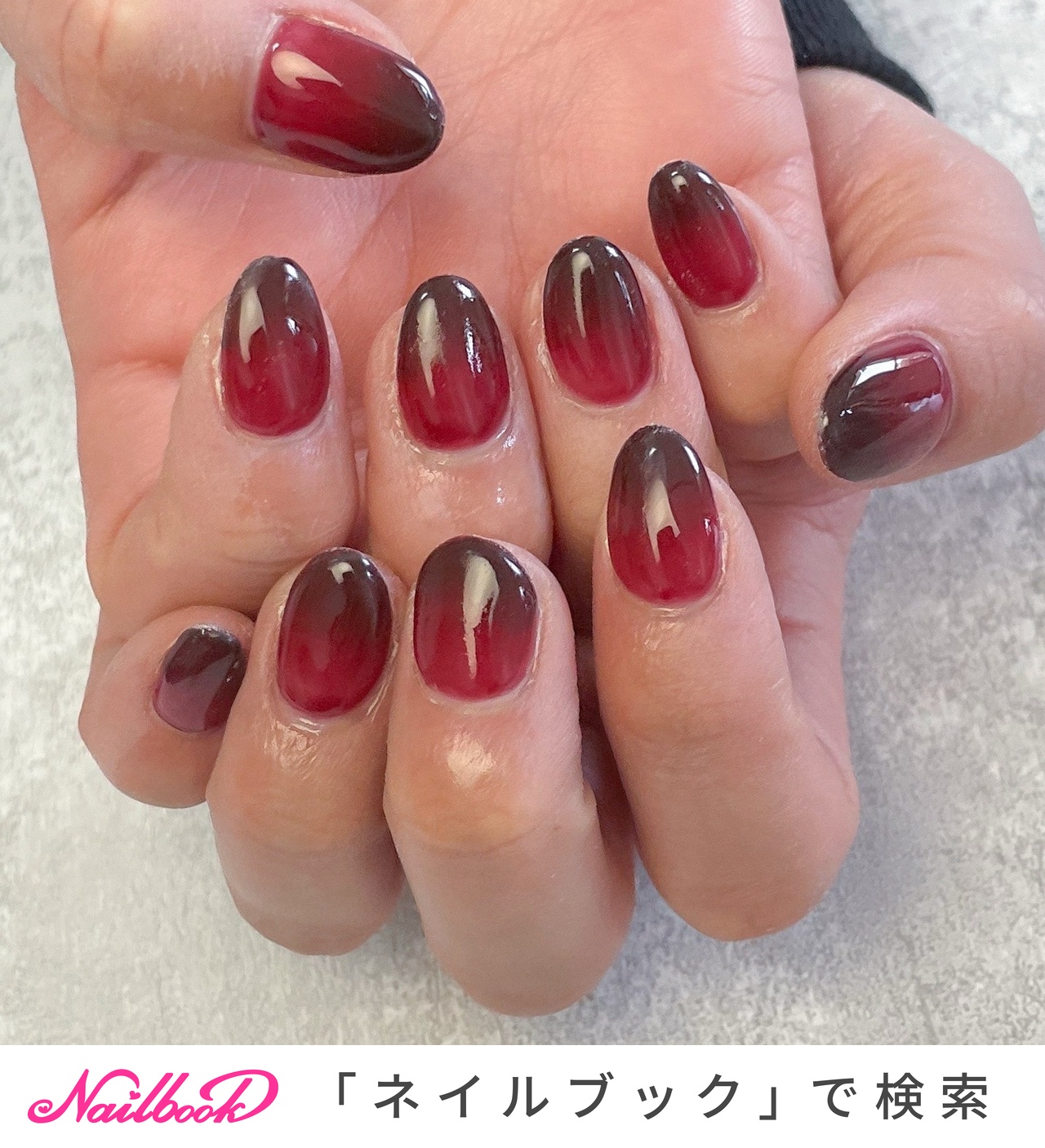 ダークチェリーネイルのネイルデザイン｜ネイルブック