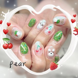 ピンク ラメ いちご さくらんぼ ネイルパーツ 8個 ピンク ラメ いちご