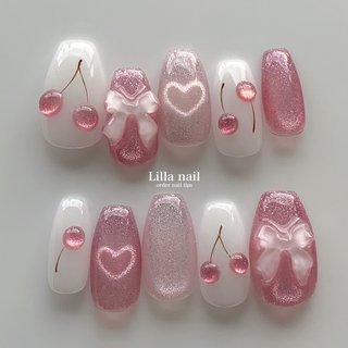 ネイルチップ オーダー さくらんぼ マグネット ガーリー フルーツ