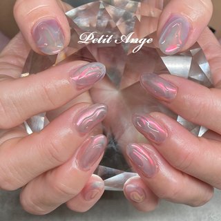 ぷっくりグレージュオーロラうるうるニュアンスネイル ミラー 韓国