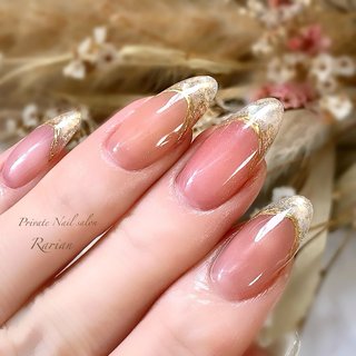 オーダー】ネイルチップ ミラーフレンチ マグネット キラキラ ブラウン