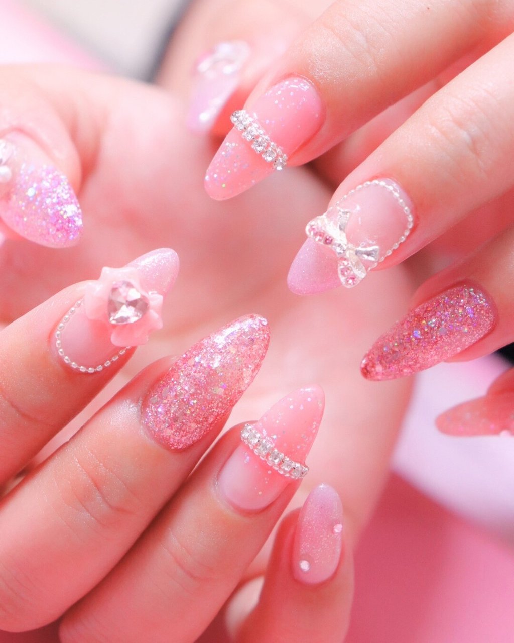 ラメピンク リボン ネイルパーツ 12個 ラメピンク リボン ネイルパーツ 12個 ラメピンク リボン ネイル