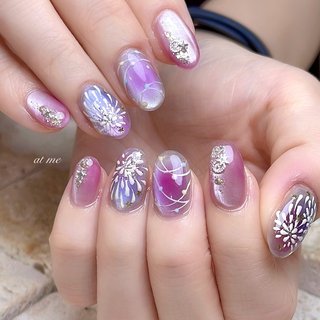 ピンク/ブルー/＃マグネットジェルのネイルデザイン｜ネイルブック