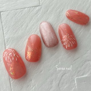 春/ハンド/グラデーション/シェル/ホワイト - Serea nailの
